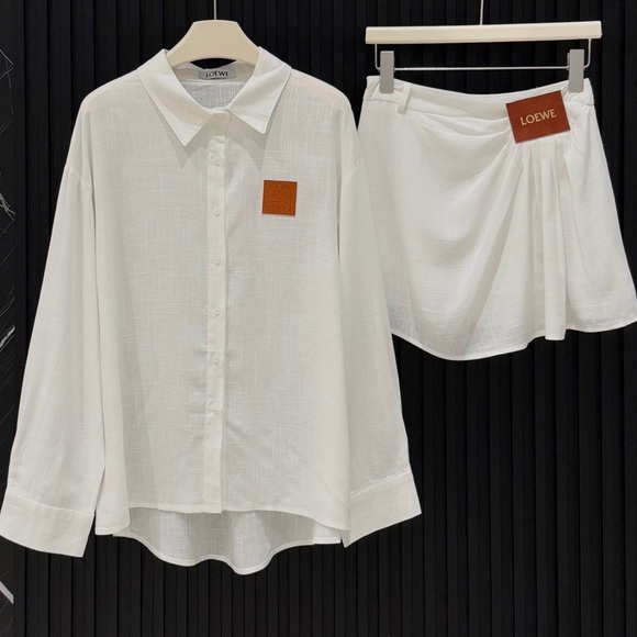 Loewe Dresses & Skirts - Loewe Women's White Button-Up Shirt & Skort Set